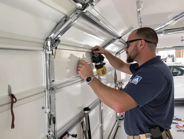 Wilmington Garage Door Repair technician quieting a noisy garage door in Wilmington