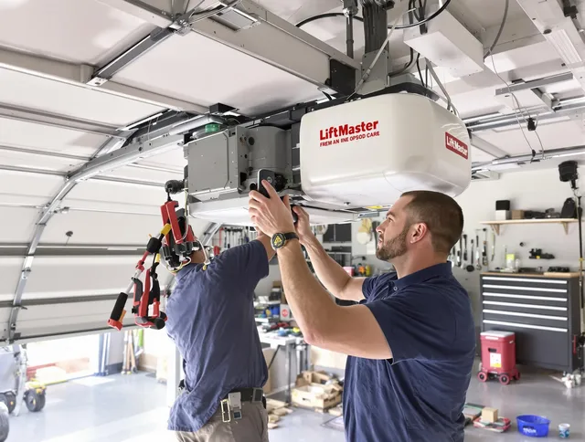 Wilmington Garage Door Repair technician performing advanced diagnostics on garage opener in Wilmington