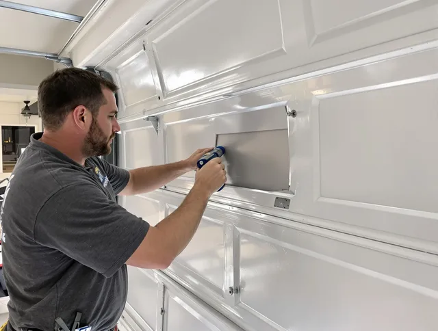 Garage door panel repair by Wilmington Garage Door Repair in Wilmington