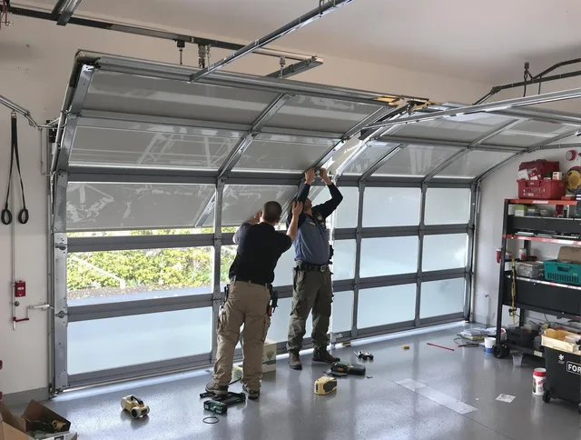 Wilmington Garage Door Repair expert performing precise panel replacement on Wilmington garage door